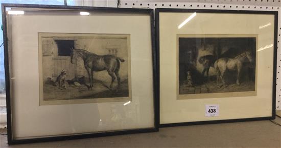 John Atkinson- two etchings of a foxhound and horses